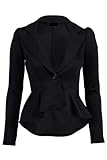 Crazy Girls Women's Fitted Dip Hem Peplum Style Blazer