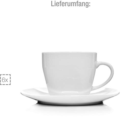 SÃNGER | 12-teiliges Kaffeetassen Set Bilgola aus Porzellan, Kaffee Geschirrset für 6 Personen, Tassen & Untersetzer, Eckiges Design 150 ml | PREMIUM COLLECTION – Bild 6