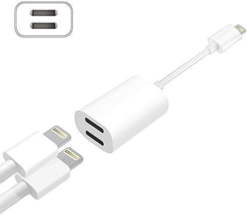 Feister Music Charging Adapter for iPhone 7 Dual Lightning Audio and Charger iPone 7/7 Plus Adapter Splitter IOS 10.3 White