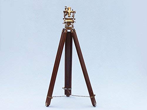 ANTIQUECOLLECTION Floor Standing Brass Theodolite 62"- Nautical Leveling Instruments- Nautical Decor