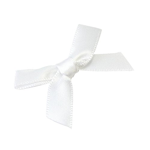 100pcs/Lot Handmade Small Polyester Satin Ribbon Bow Appliques Sewing Craft DIY Kids Girls Headwear Hair Accessories (White)