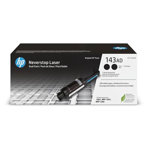 HP 143AD Dual Pack Black Original Neverstop Laser Toner Reload Kit (W1143AD)