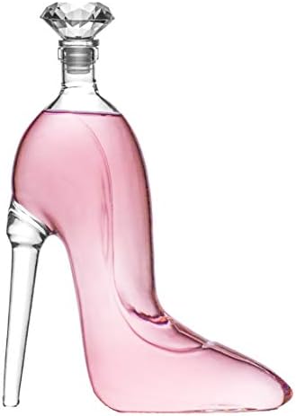 Rella Stiletto Decanter with an Airtight Diamond Stopper | Hand Blown High Heel Glass Bottle for Wine or Liquor | 750ml