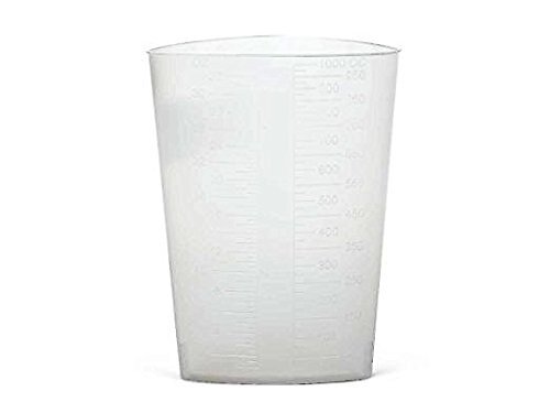Plastic Graduated Triangular Intake Output Container [10 Pack] 32 Ounce Three-Sided Translucent Laboratory Beaker for Measuring and Mixing - Clear Markings in oz and cc - for Specimen, Paint and Epoxy