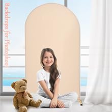 Chiara Wedding Arch Cover Set - 4.9FT, 5.9FT, 6.6FT Spandex Fitted Covers for Round Top Backdrop Stand - Set of 3 for Party, Birthday, Banquet Decoration - White