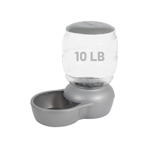 Petmate Replendish Pearl White 10 lb Dog Cat Feeder,Grey, Made in USA