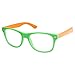Kids Nerd Retro Two Color Frame Clear Lens Childrens Fake Eye Glasses (Age 3-10) Green/Orange