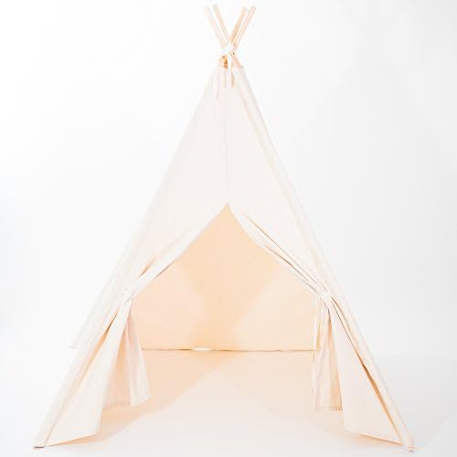Organic Canvas Kids Teepee Play Tent, Large Tee Pee, Fort, Wigwam, Playhouse, Certified Organic Canvas and Natural Wood