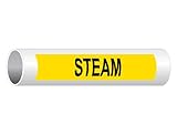 Steam (Black Legend On Yellow Background) Pipe Label Decal, 8x2 in. 5-Pack Vinyl for Pipe Markers by ComplianceSigns