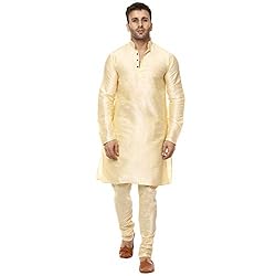 Veera Paridhaan Men Silk Plain Chinese Collar Kurta
