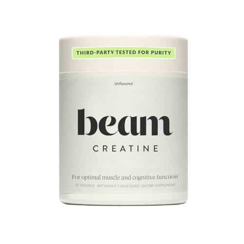 Beam Creatine Powder, Third Party Tested, Micronized Creatine Monohydrate Supplement, Creatine for Women and Men, Muscle Strength, Workout Recovery, Health and Wellness Gift, 30 Servings, Unflavored
