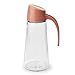 Drizom Non-Drip Glass Oil & Vinegar Container And Dispenser Bottle With Automatic Cap, Leakproof, Automatic Stopper, Precise-Pour Spout, And Non-Slip Handle，17oz (Light Pink)