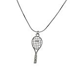 Lux Accessories Pave Tennis Racket Ball Simple Sport Pendant Necklace.