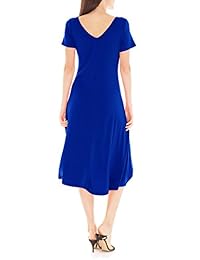 H2H Vestido de túnica midi suelta informal para mujer Cuello redondo sin mangas   manga corta