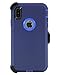 WallSkiN Case for iPhone Xs Max (6.5”) Heavy Duty Full Body Military Grade Drop Protection Carrying Cover Holder | Holster for Men Belt with Clip Stand – Navy Blue
