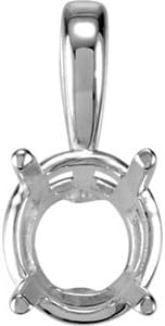 14K White Gold, Mounting, Round, 07.00 Mm, None, Semi-Polished, Light Weight Pendant W,Solid Bail