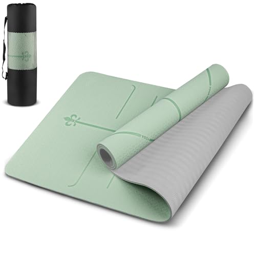 Gavzrt Tapete de Yoga 6 mm de Espessura, Tapete de Yoga Antiderrapante Pilates, Tapete Ioga de TPE, 183 x 61 cm x 6 mm