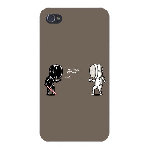 Apple iPhone Custom Case 5 / 5S White Plastic Snap On - "I Am Your Father" Fencing Sword Fighting Funny Movie Parody