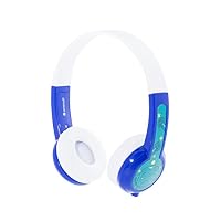 BuddyPhones Explore Non Foldable, Kids Volume Limiting Headphones, Built-in Audio Sharing Cable and in-Line Mic, Compatible with Fire, iPad, iPhone, and Android Devices- Blue