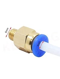 Geewin Kit de accesorios para impresora 3D, 2 piezas PTFE Teflon Bowden Tube ID 0.079 in OD 0.157 in con 2 piezas PC4-M6 y 2 piezas PC4-M10 conector neumático + boquilla MK8 0.008 in, 0.012 in, 0.016 in, 0.020 in extrusor cabeza de impresión