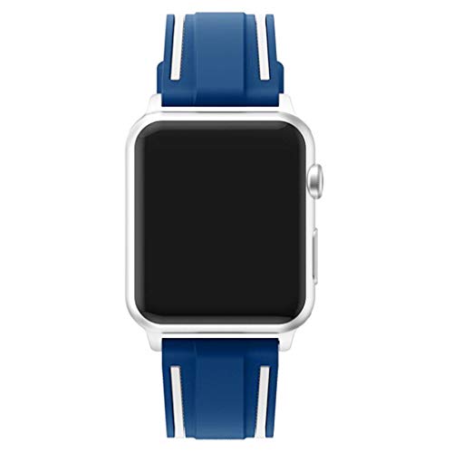 Cywulin Compatible with Apple Watch Band 38mm 42mm 40mm 44mm, Soft Silicone Sport Wrist Loop Replacement Strap Bracelet for iWatch Series 4 3 2 1 Stainless Steel Buckle Adapters (42mm/44mm, Blue)