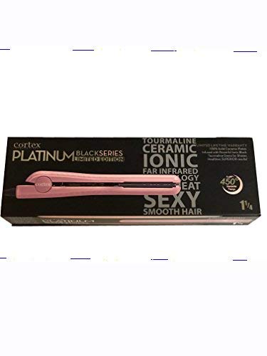Cortex International Black Series Gemstone Infused Tourmaline Ceramic Plates 125 Inch Professional Flat Iron (Blush Pink)