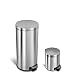 NINESTARS CB-SOT-30-1/5-1 Step-on Trash Can Combo Set, 8 Gal 30L & 1.2 Gal 5L, Stainless Steel Base (Round, Stainless Steel Lid) primary