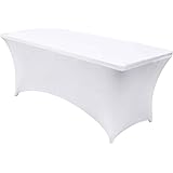 SUNTQ 6 Ft Stretchable Tablecloths for Rectangle Tables, Fitted Rectangular Spandex Patio Table Covers, Tight Fit Washable an