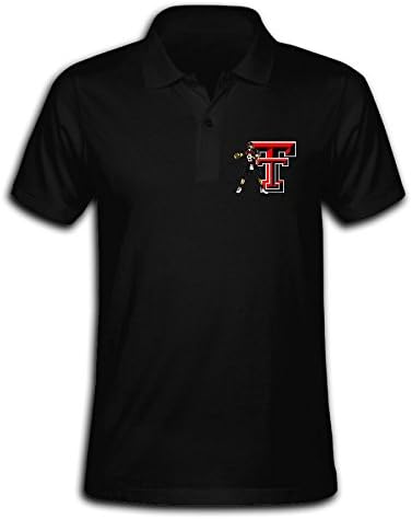 Men's Texas Tech Red Raiders Solid Short Sleeve Pique Polo Shirt Black US Size M