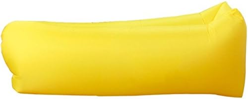 Inflatable Square Shape Lounger Wind Breezy Couch Windbed Cloud Air Chair Sofa Bed Lazy Bag Been Sleeping Sand Beach Laybag Blow Up Original Lamzac Fast Hangout Outdoor Lounge Adults Kids (Yellow)