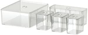 IKEA GODMORGON - Caja con tapa, juego de 5, transparente - 24x20x10 cm