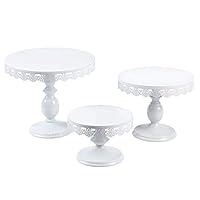 VILAVITA Set of 3 Cake Stands Round Cupcake Stands Metal Dessert Display Cake Stand, White