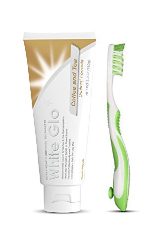 White Glo Coffee and Tea Drinkers Whitening Toothpaste with Bonus X Action Toothbrush, 5.2 Ounce by White Glo (Best Whitening Toothpaste For Coffee Drinkers)