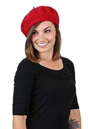Parkhurst Wool Beret For Women Slouchy Hat Cap Beanie Basque Artist Winter Ladies (RED)