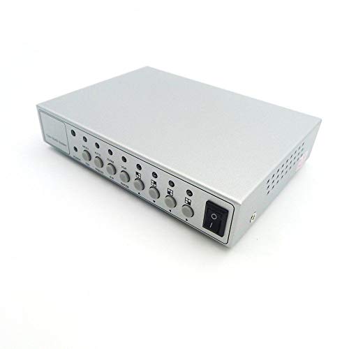 Video Quad Splitter, HD Color CCTV Security Video Camera Processor Kit Switcher Metal Case + 6 BNC Adapter & Remote Control