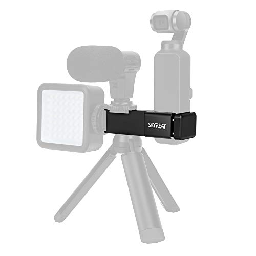 Skyreat Aluminum External Microphone Mount Holder for DJI Osmo Pocket Accessories,with 2 Cold Shoe Interface & 1/4" Screw Hole Support Led Light & Tripod Mount