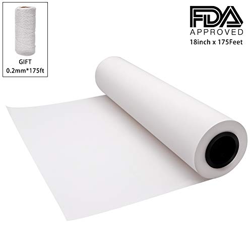 White Butcher Kraft Paper Roll - 18" x 175' (2100") Meat Wrapping Paper for Smoking Meat - All Natural FDA Approved Food Grade for Packing Art crafting - Untreated Unwaxed Uncoated Sheet