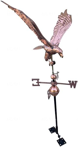 Weathervanes - Copper Weathervane Eagle - Large - Included Roof Mount _ Easy Install on Roof & Cupola – Included Roof Mount for Home or Barn - Heavy Duty 16 Oz Polished Copper, 24 Gauge - 24 x 18 x 52 Inches