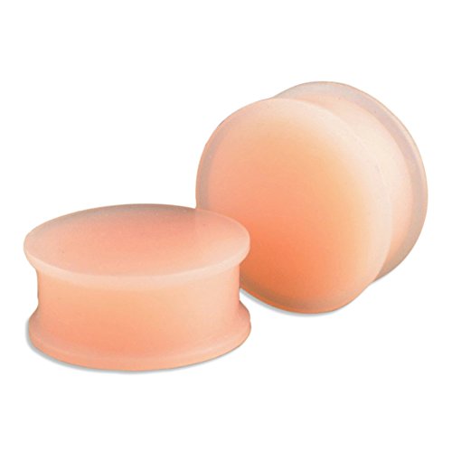 1 Pair Flesh Tone Soft Silicone Flexible Ear Plugs Gauges