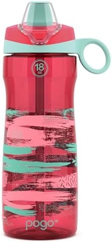 Pogo Tritan Water Bottle 18 oz | BPA-Free | With Soft Straw | Leak-Proof | For School & Outdoors | Pink Paint | Pack of 6 Image