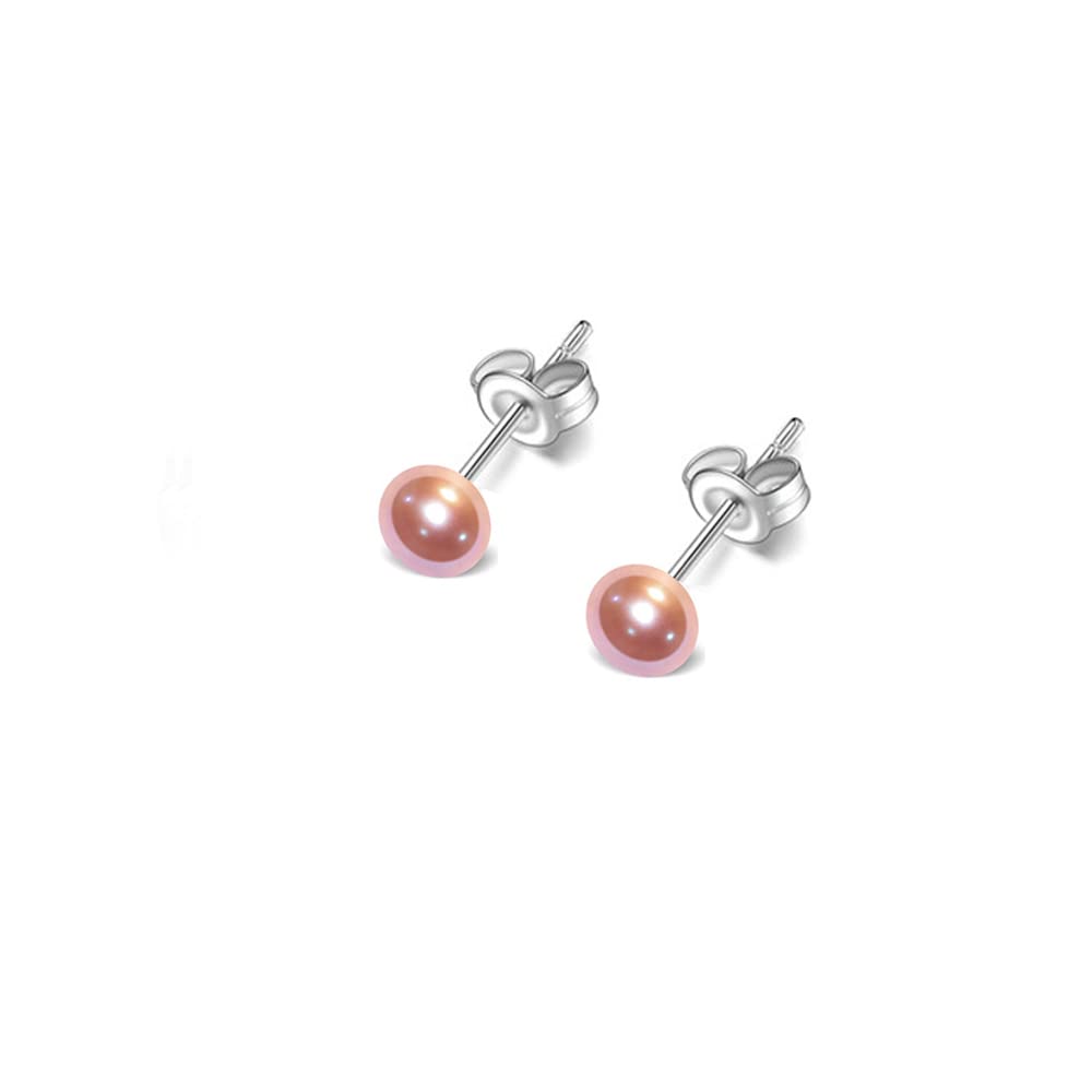 TreasureBay Women's Small Pearl Stud Earrings Stunning 5mm Freshwater Pearl Stud Earrings 925 Silver (PURPLE) (TB925PSTD) — image 1