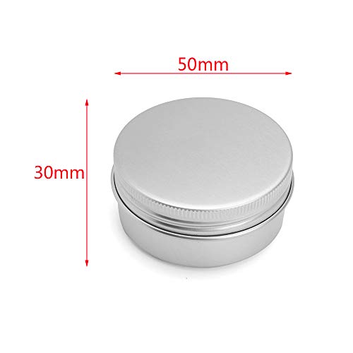 Ymkf Sqqr 30 Pack aluminum round lip balm tin container bottle with screw thread lid - great for store spices, candies, tea or gift giving, ï¼ˆ1ozï¼‰