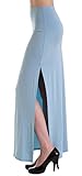 VIV Collection Women Solid Slit Maxi Long Skirt with Foldable Waistband