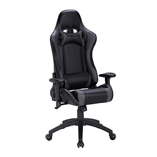 LCH Ergonomic Computer Gaming Chairs- Racing Style Height Adjustable, High-Back PU Leather Executive Office Chair with Headrest and Lumbar Support
