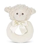 Bearington Baby Lamby Plush Stuffed Animal Cream Lamb Soft Ring Rattle, 5.5"