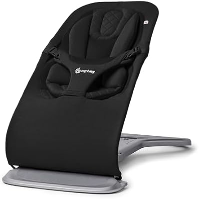 Bouncer Evolve 3-en-1 d'Ergobaby, Transat Ergonomique pour Nouveau-nés de la Naissance à la Petite enfance, balancelle avec Insert pour Nouveau-né (2,5 kg - 13,2 kg) (Onyx Black)