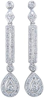JMS Jewelry14K White Gold Dangling Pear Shape Diamond Earrings(34)
