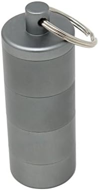 Four-Layer Metal Aluminum Tobacco, Wax, Herb Container with Key Chain by Med Stasher (Gray)