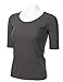 SSOULM Women's 1/2 Sleeve Scoopneck Cotton Basic Slim Fit T-Shirt Top with Plus Size