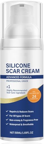 Silicone Scar Cream - Gel for Old and Recent Scars - Night Cream to Remove C-Section Scars, Tummy Tuck, Keloids and Stretch Marks - 50ml